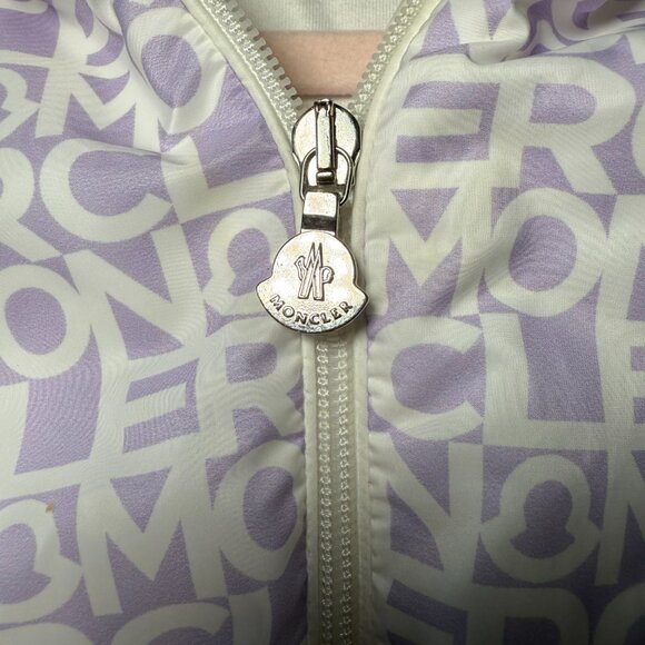 Moncler Kids Girls Logo Hooded Jacket – Size 3A (Toddler) – Lilac/White - Picture 5 of 12